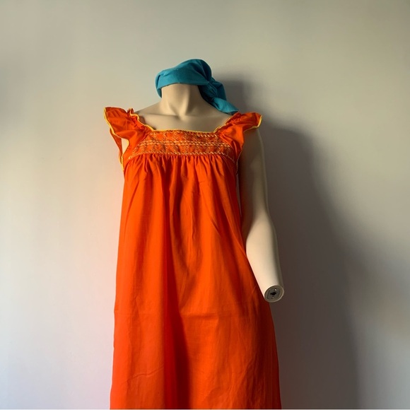 Orange Embroidered Women's Nightgown - Picture 3 of 10
